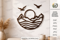 Nature Wall Art Laser Cut. Ocean Scene. Wall Decor SVG Product Image 1
