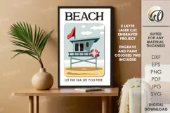 Wooden Wall Art Laser Cut. Framed Retro Poster SVG Product Image 1