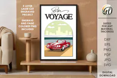 Wooden Wall Art Laser Cut. Framed Retro Poster SVG Product Image 1