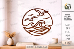 Nature Wall Art Laser Cut. Ocean Scene. Wall Decor SVG Product Image 1