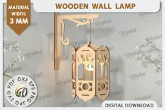 3D Decorative Wooden Wall Lamp Laser Cut. Home Decor SVG Product Image 1