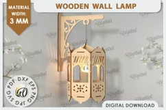 3D Decorative Wooden Wall Lamp Laser Cut. Home Decor SVG Product Image 1