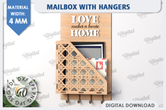 Wall Mailbox With Hangers Laser Cut. Wooden Key Holder SVG Product Image 1
