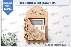 Wall Mailbox With Hangers Laser Cut. Wooden Key Holder SVG Product Image 1