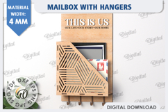 Wall Mailbox With Hangers Laser Cut. Wooden Key Holder SVG Product Image 1