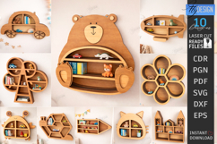 Modern Wall Shelf Laser Cut Bundle | Home Décor | Kids Room Product Image 1