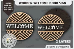 Wooden Welcome Door Sign Laser Cut. Home Decor SVG Product Image 2