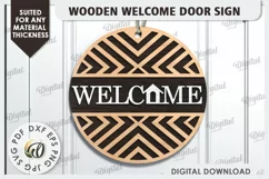 Wooden Welcome Door Sign Laser Cut. Home Decor SVG Product Image 1