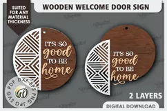 Wooden Welcome Door Sign Laser Cut. Home Decor SVG Product Image 2