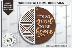 Wooden Welcome Door Sign Laser Cut. Home Decor SVG Product Image 1