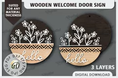 Wooden Welcome Door Sign Laser Cut. Home Decor SVG Product Image 2