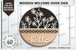 Wooden Welcome Door Sign Laser Cut. Home Decor SVG Product Image 1