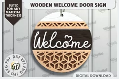 Wooden Welcome Door Sign Laser Cut. Home Decor SVG Product Image 1