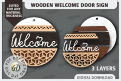 Wooden Welcome Door Sign Laser Cut. Home Decor SVG Product Image 2