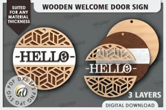 Wooden Welcome Door Sign Laser Cut. Home Decor SVG Product Image 2