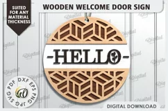 Wooden Welcome Door Sign Laser Cut. Home Decor SVG Product Image 1