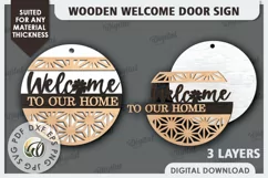 Wooden Welcome Door Sign Laser Cut. Home Decor SVG Product Image 2