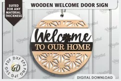 Wooden Welcome Door Sign Laser Cut. Home Decor SVG Product Image 1