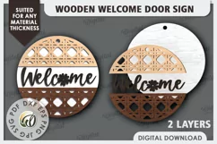 Wooden Welcome Door Sign Laser Cut. Home Decor SVG Product Image 2