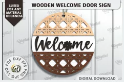Wooden Welcome Door Sign Laser Cut. Home Decor SVG Product Image 1