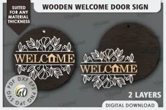 Wooden Welcome Door Sign Laser Cut. Home Decor SVG Product Image 2