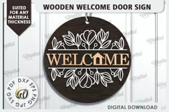 Wooden Welcome Door Sign Laser Cut. Home Decor SVG Product Image 1