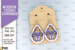 Wooden Zodiac Earrings Laser Cut. Teardrop Earrings SVG Product Image 1