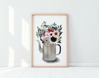 Flower bouquet with sunflower, butterfly, daisies in teapot Product Image 3