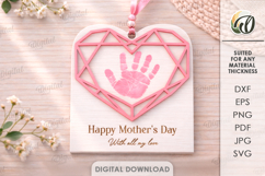 3D Mother's Day Gift Laser Cut. Handprint Ornament SVG Product Image 1
