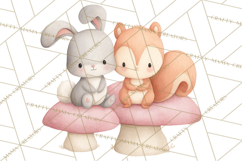 Woodland Nursery Clipart, Pastel Forest Animals PNG Product Image 2