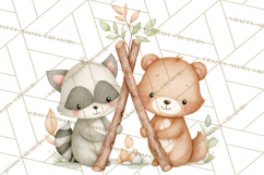 Woodland Nursery Clipart, Pastel Forest Animals PNG Product Image 4