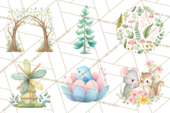 Woodland Nursery Clipart, Pastel Forest Animals PNG Product Image 2