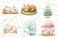Woodland Nursery Clipart, Pastel Forest Animals PNG Product Image 4