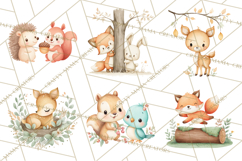 Woodland Nursery Clipart, Pastel Forest Animals PNG Product Image 8