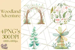 Woodland Nursery Clipart, Pastel Forest Animals PNG Product Image 1