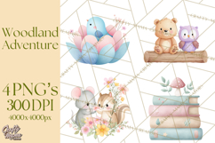 Woodland Nursery Clipart, Pastel Forest Animals PNG Product Image 1