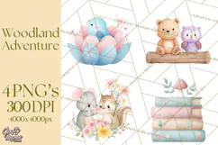 Woodland Nursery Clipart, Pastel Forest Animals PNG Product Image 1