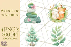 Woodland Nursery Clipart, Pastel Forest Animals PNG Product Image 1