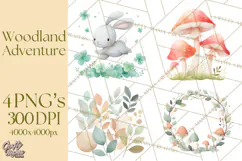Woodland Nursery Clipart, Pastel Forest Animals PNG Product Image 1