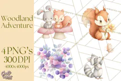 Woodland Nursery Clipart, Pastel Forest Animals PNG Product Image 1