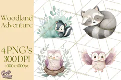 Woodland Nursery Clipart, Pastel Forest Animals PNG Product Image 1