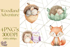 Woodland Nursery Clipart, Pastel Forest Animals PNG Product Image 1