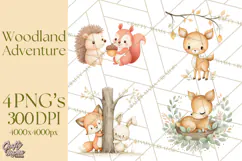 Woodland Nursery Clipart, Pastel Forest Animals PNG Product Image 1