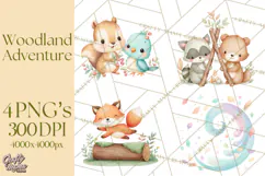 Woodland Nursery Clipart, Pastel Forest Animals PNG Product Image 1