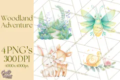 Woodland Nursery Clipart, Pastel Forest Animals PNG Product Image 1
