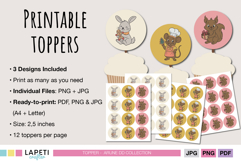 Printable Christmas cupcake toppers featuring woodland animals on pastel circles, ready to print and cut for festive crafts.