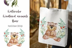 Watercolor bear and beautiful wreath PNG for sublimation Product Image 2