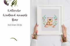 Watercolor bear and beautiful wreath PNG for sublimation Product Image 3