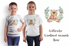 Watercolor bear and beautiful wreath PNG for sublimation Product Image 1