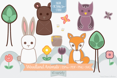 Color Woodland Animal, Forest Critter, Fox, Bear, Owl, Bunny Product Image 1